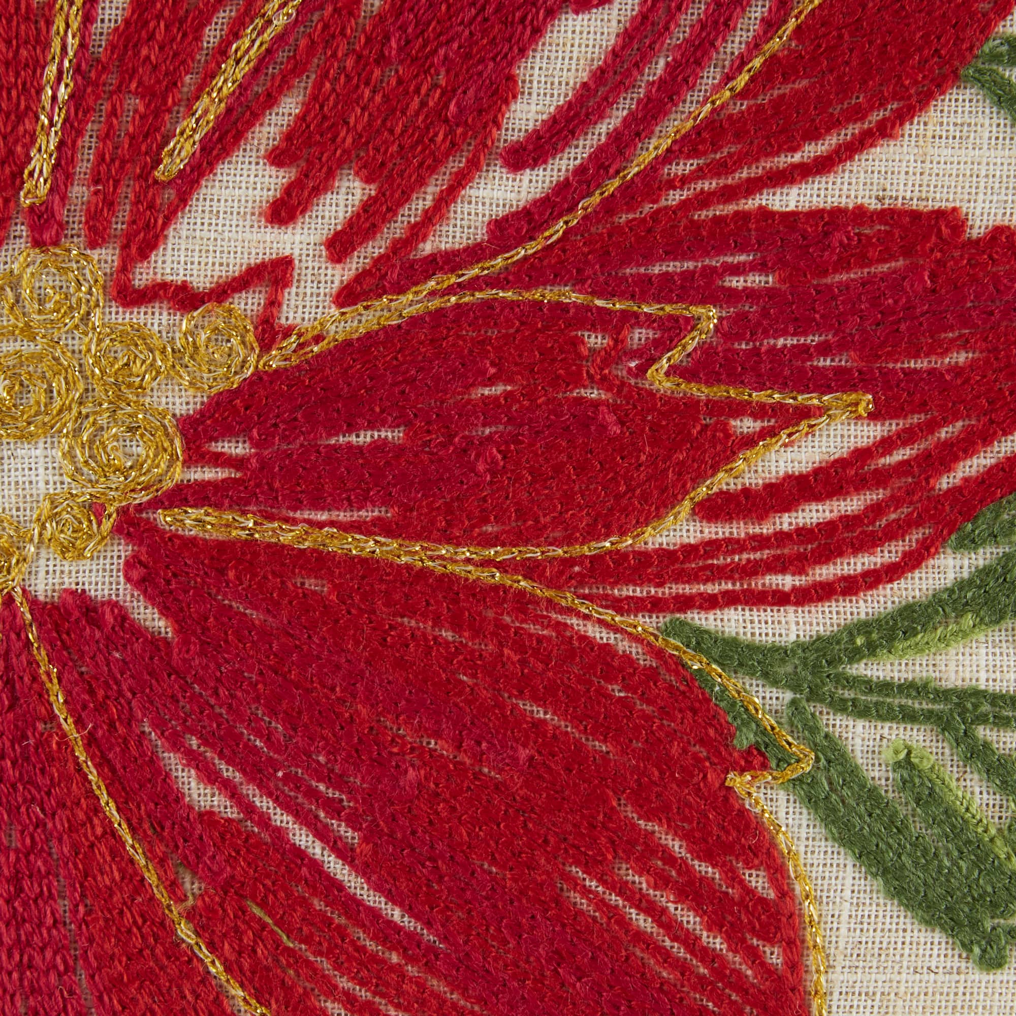 DII® Poinsettia Holly Embroidered Pillow Cover Set